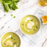 Green Pea Soup  With Poached Quail Eggs