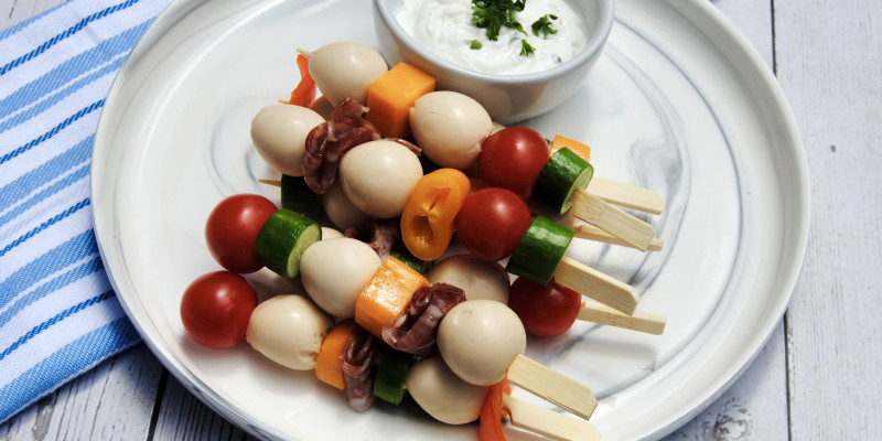 Chef Kyle's Pickled Quail Egg Skewers