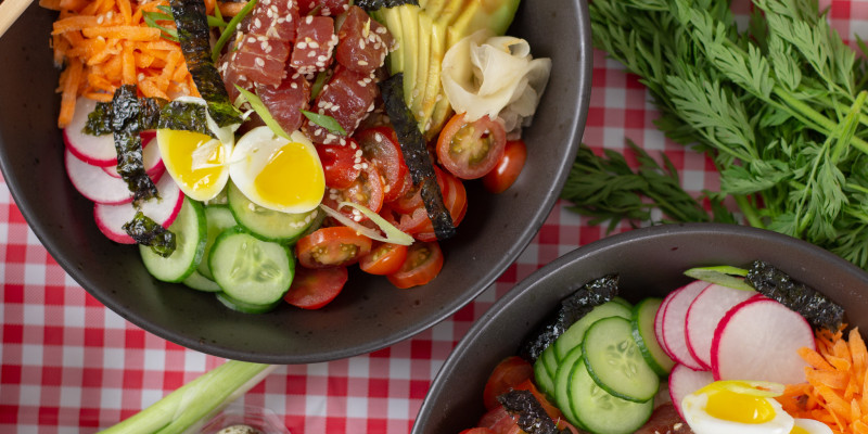 Tuna Poke Bowl With Soft Boiled Quail Eggs