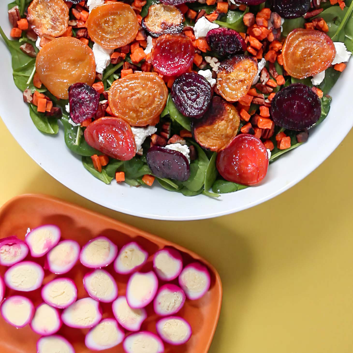 Beet Salad With Beet-Pickled Quail Eggs