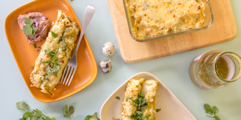 Quail Egg Crepe Breakfast Enchiladas