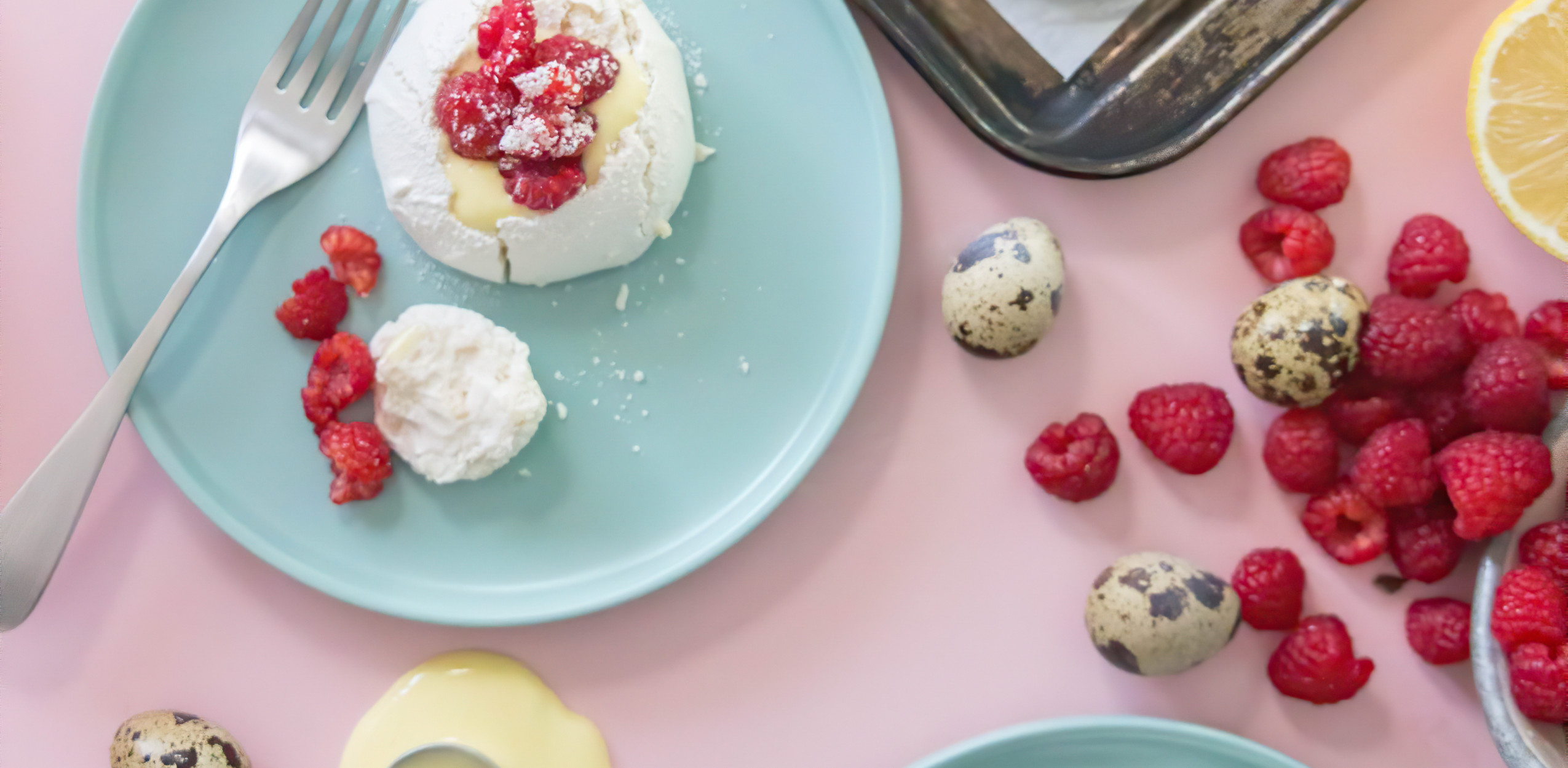 Raspberry Pavlovas With Lemon Curd (Made With Quail Eggs!)