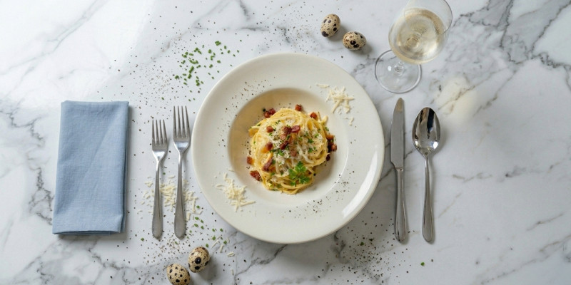 Chef Jamil's Quail Egg Carbonara