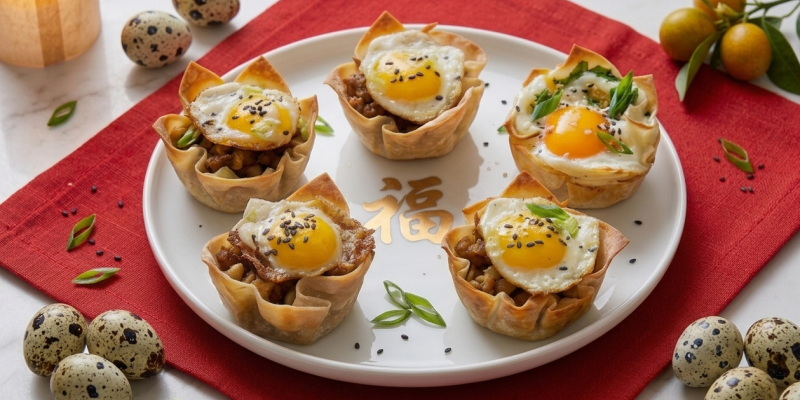 Chef Lisa Dickie's Wonton Cups with Beef and Quail Eggs
