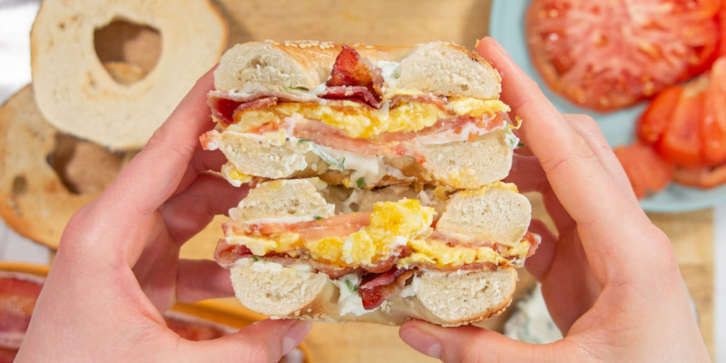 NYC-Style Bagel Sandwich With Quail Eggs