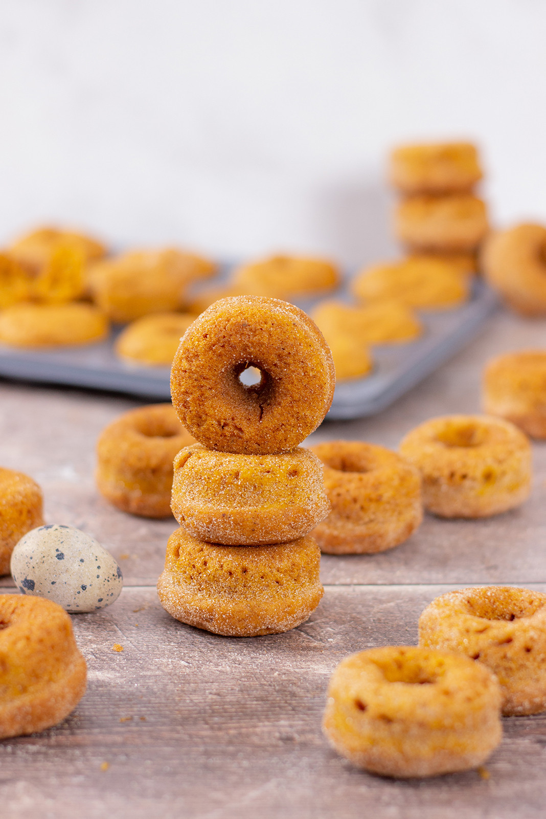Baked Pumpkin Doughnuts stacked up