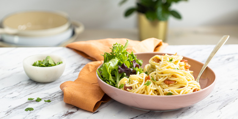 Pasta Carbonara With Quail Eggs
