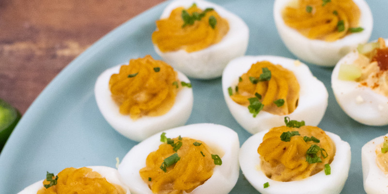 Spicy Pickled Deviled Quail Eggs
