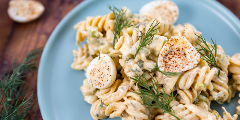 Deviled Quail Egg Pasta Salad