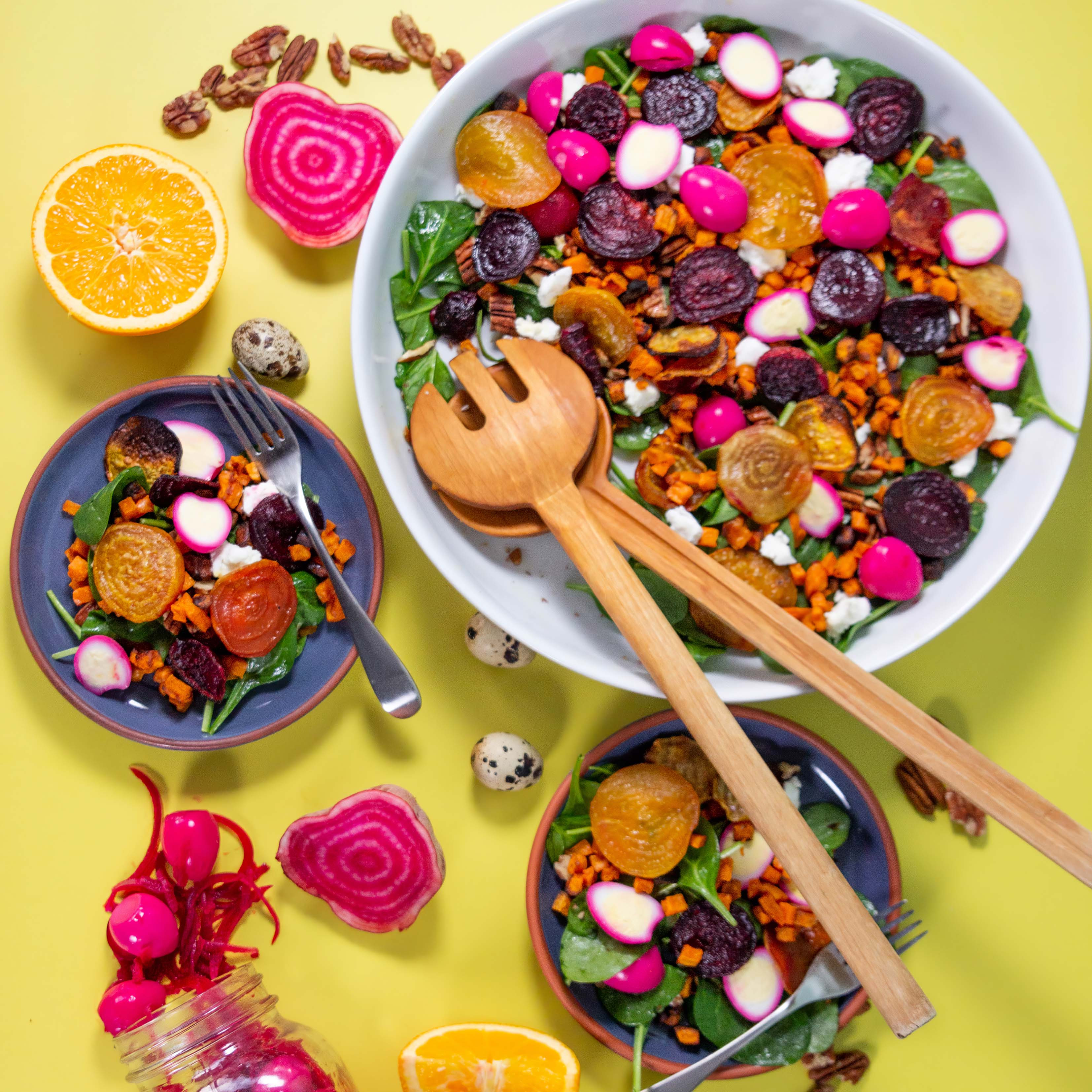 Beet Salad With Beet-Pickled Quail Eggs